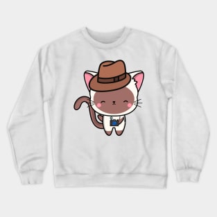 Funny White cat is holding a camera Crewneck Sweatshirt